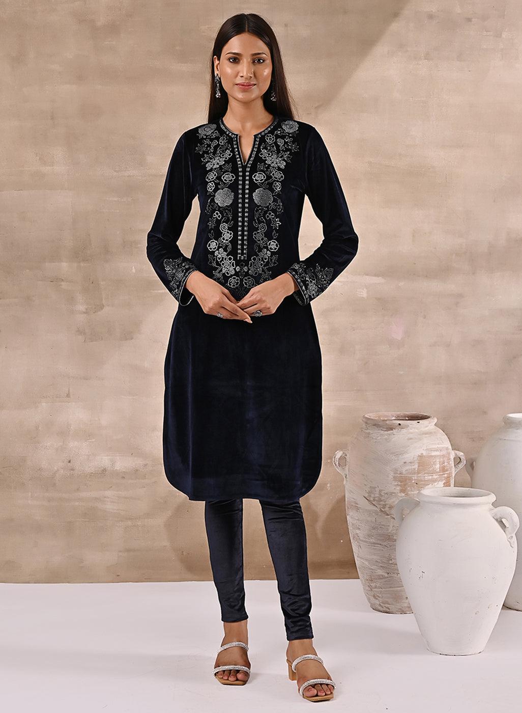 Buy online Beige Velvet Kurti from Kurta Kurtis for Women by Dhavani for  ₹2999 at 0% off | 2024 Limeroad.com